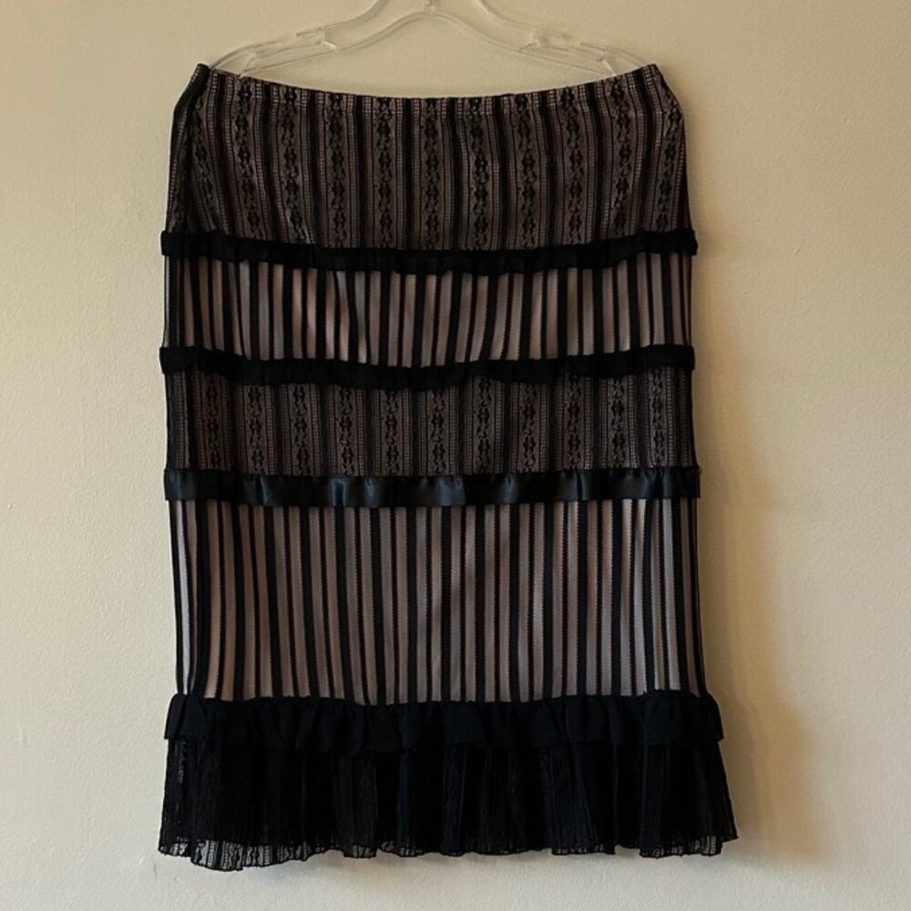 Express Pink and Black Lace Skirt